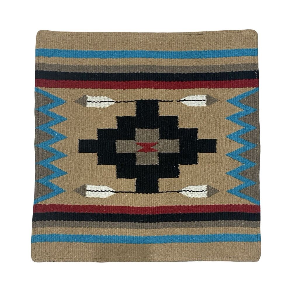 El Paso Saddle Blanket Co. 18” Wool Southwestern Aztec Pillow Cover (TAN) Single